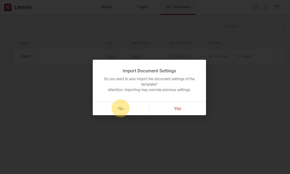 do not import document settings