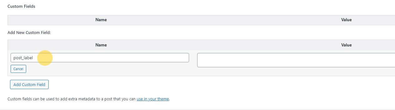Add post label field